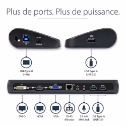StarTech.com Station d'Accueil pour Ordinateur Portable USB 3.0 à Double Écran avec HDMI/DVI/VGA, Hub USB-A 3x, GbE, Audio, Docking Station Universelle Type-A pour Windows/macOS/ChromeOS - Conforme TAA - Vue supplémentaire 8