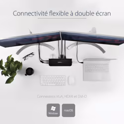 StarTech.com Station d'Accueil pour Ordinateur Portable USB 3.0 à Double Écran avec HDMI/DVI/VGA, Hub USB-A 3x, GbE, Audio, Docking Station Universelle Type-A pour Windows/macOS/ChromeOS - Conforme TAA - Vue supplémentaire 9