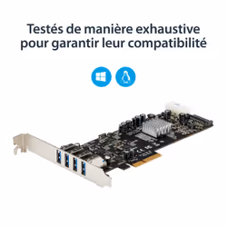StarTech.com Carte Contrôleur PCI Express vers 4 Ports USB 3.0 avec 4 voies dédiés de 5 Gb/s - UASP - Alim SATA / LP4 - Vue supplémentaire 10