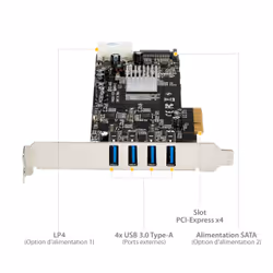 StarTech.com Carte Contrôleur PCI Express vers 4 Ports USB 3.0 avec 4 voies dédiés de 5 Gb/s - UASP - Alim SATA / LP4 - Vue supplémentaire 12