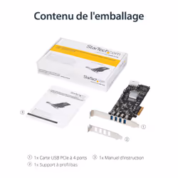 StarTech.com Carte Contrôleur PCI Express vers 4 Ports USB 3.0 avec 4 voies dédiés de 5 Gb/s - UASP - Alim SATA / LP4 - Vue supplémentaire 13