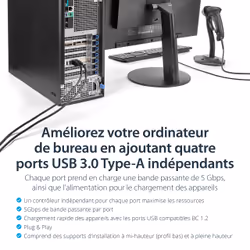 StarTech.com Carte Contrôleur PCI Express vers 4 Ports USB 3.0 avec 4 voies dédiés de 5 Gb/s - UASP - Alim SATA / LP4 - Vue supplémentaire 9