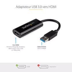 StarTech.com Adaptateur USB 3.0 vers HDMI - 1080p - Convertisseur d'Écran Slim/Compact USB Type-A vers HDMI pour Moniteur - Carte Vidéo et Graphique Externe - Noir - Windows Uniquement - Vue supplémentaire 5
