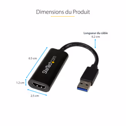 StarTech.com Adaptateur USB 3.0 vers HDMI - 1080p - Convertisseur d'Écran Slim/Compact USB Type-A vers HDMI pour Moniteur - Carte Vidéo et Graphique Externe - Noir - Windows Uniquement - Vue supplémentaire 8