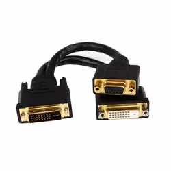 StarTech.com Câble répartiteur en Y / Splitter DVI (M) vers DVI (F) / VGA (F) de 20cm pour terminal Wyse, 0,203 m, DVI-I, DVI ...