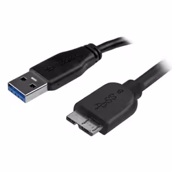 StarTech.com Câble SuperSpeed USB 3.0 slim A vers Micro B de 2 m - Mâle / Mâle - Noir, 2 m, USB A, Micro-USB B, USB 3.2 Gen 1 ...