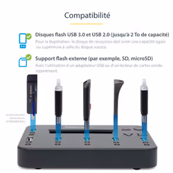 StarTech.com Duplicateur et Effaceur Autonome de 1 à 5 clés USB, Copieur de Plusieurs Clés USB, Copie Système et Fichier et Secteur par Secteur, 1,5 Go/min, Effacement en 3 Passes, Affichage LCD - Vue supplémentaire 6