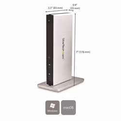 StarTech.com Station d'Accueil USB 3.0 pour Deux Écrans avec Adaptateurs DVI vers VGA et HDMI, 5x USB 3.0 et Audio - Station d'Accueil DVI Verticale pour Mac et Windows