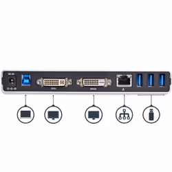 StarTech.com Station d'Accueil USB 3.0 pour Deux Écrans avec Adaptateurs DVI vers VGA et HDMI, 5x USB 3.0 et Audio - Station d'Accueil DVI Verticale pour Mac et Windows - Vue supplémentaire 4