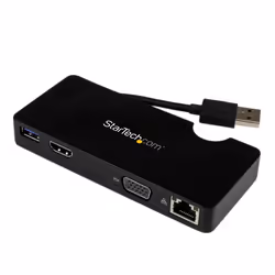 StarTech.com Mini station d’accueil USB 3.0 universelle pour ordinateur portable avec HDMI ou VGA, Gigabit Ethernet, USB 3.0, ...