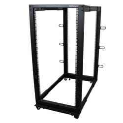 StarTech.com Rack Serveur Mobile 25U 4 Poteaux, Rack Réseau 19" 4 Poteaux avec Roulettes, Rack Roulant avec Profondeur Ajustable pour PC/AV/Données/Informatique - Roulettes, Pieds de nivellement ou Fixation au Sol