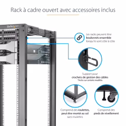 StarTech.com Rack Serveur Mobile 25U 4 Poteaux, Rack Réseau 19" 4 Poteaux avec Roulettes, Rack Roulant avec Profondeur Ajustable pour PC/AV/Données/Informatique - Roulettes, Pieds de nivellement ou Fixation au Sol - Vue supplémentaire 12