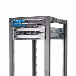 StarTech.com Rack Serveur Mobile 25U 4 Poteaux, Rack Réseau 19" 4 Poteaux avec Roulettes, Rack Roulant avec Profondeur Ajustable pour PC/AV/Données/Informatique - Roulettes, Pieds de nivellement ou Fixation au Sol
