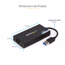 StarTech.com Adaptateur vidéo multi-écrans USB 3.0 vers HDMI - Carte graphique externe certifié DisplayLink - Ultra HD 4k - Vue supplémentaire 9