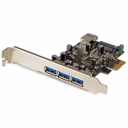 StarTech.com Carte contrôleur PCI Express à 4 ports USB 3.0 - 3 externes 1 interne - Adaptateur PCIe USB avec UASP, PCIe, USB ...