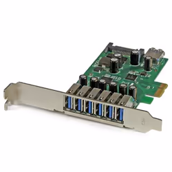 StarTech.com Carte contrôleur PCI Express à 7 ports USB 3.0 - 6 externes 1 interne - Adaptateur PCIe avec alimentation SATA,  ...