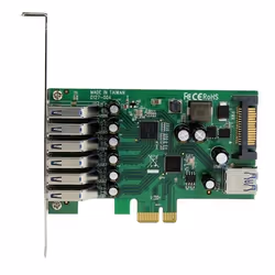 StarTech.com Carte contrôleur PCI Express à 7 ports USB 3.0 - 6 externes 1 interne - Adaptateur PCIe avec alimentation SATA - Vue supplémentaire 4