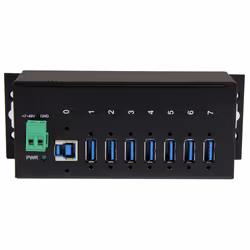 StarTech.com Hub USB 3.0 à 7 ports - 5Gbps - Hub USB-A industriel en métal avec protection ESD et protection contre les surtensions de 350W - Montage sur rail DIN, mural ou sur bureau - Hub d'extension USB conforme TAA