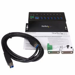 StarTech.com Hub USB 3.0 à 7 ports - 5Gbps - Hub USB-A industriel en métal avec protection ESD et protection contre les surtensions de 350W - Montage sur rail DIN, mural ou sur bureau - Hub d'extension USB conforme TAA - Vue supplémentaire 5