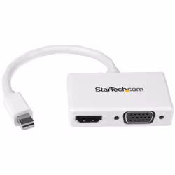 StarTech.com Adaptateur audio / vidéo de voyage - Convertisseur 2-en-1 Mini DisplayPort vers HDMI ou VGA - Blanc, 0,15 m, 192 ...