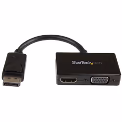 StarTech.com Adaptateur audio / vidéo de voyage - Convertisseur 2-en-1 DisplayPort vers HDMI ou VGA - Noir, 0,15 m, 1920 x 12 ...