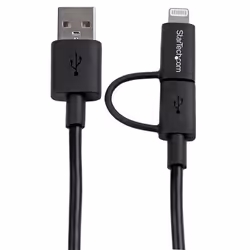 StarTech.com Câble Lightning 8 broches ou Micro USB vers USB de 1 m - Cordon de charge / synchronisation - Noir - Vue supplémentaire 4