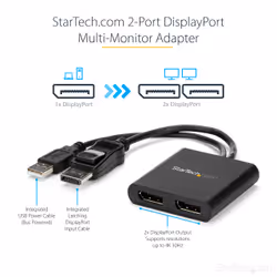 StarTech.com Répartiteur DisplayPort 1.2 à Deux Moniteurs, Adaptateur Multi-Moniteur DisplayPort vers 2x DP, Hub MST Double pour Ordinateur 4K 30Hz ou 1080p 60Hz, Alimentation par Bus USB - Windows Uniquement - Vue supplémentaire 10