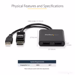 StarTech.com Répartiteur DisplayPort 1.2 à Deux Moniteurs, Adaptateur Multi-Moniteur DisplayPort vers 2x DP, Hub MST Double pour Ordinateur 4K 30Hz ou 1080p 60Hz, Alimentation par Bus USB - Windows Uniquement - Vue supplémentaire 11