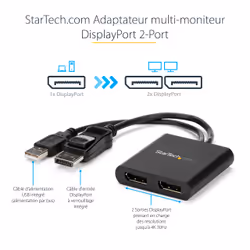 StarTech.com Répartiteur DisplayPort 1.2 à Deux Moniteurs, Adaptateur Multi-Moniteur DisplayPort vers 2x DP, Hub MST Double pour Ordinateur 4K 30Hz ou 1080p 60Hz, Alimentation par Bus USB - Windows Uniquement - Vue supplémentaire 15