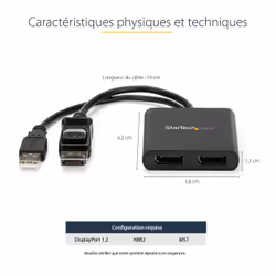 StarTech.com Répartiteur DisplayPort 1.2 à Deux Moniteurs, Adaptateur Multi-Moniteur DisplayPort vers 2x DP, Hub MST Double pour Ordinateur 4K 30Hz ou 1080p 60Hz, Alimentation par Bus USB - Windows Uniquement - Vue supplémentaire 16