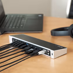 StarTech.com Station d'Accueil USB 3.0 à 3 Écrans avec 2x 4K DisplayPort et HDMI - Hub USB-A à 5 Ports (1x Fast-Charge), Audio 3,5 mm, GbE - Docking Station Universelle USB Type-A pour PC Portable, Win/MacOS - Vue supplémentaire 5