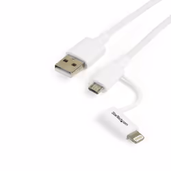 StarTech.com Câble Lightning 8 broches ou Micro USB vers USB de 1 m - Cordon de charge / synchronisation - Blanc, 1 m, USB A, ...