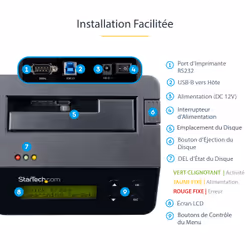 StarTech.com Effaceur de Disque Dur à Baie Unique, Nettoyeur de HDD/SSD Autonome, USB 3.0 à SATA II (3 Gbps), 9 Modes d'Effacement, Écran LCD, Dock de nettoyage de Disque Dur Secure Erase, Conforme TAA - Vue supplémentaire 9