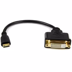 StarTech.com Adaptateur vidéo Mini HDMI vers DVI-D de 20 cm - Convertisseur Mini HDMI vers DVI - M/F - Noir, 0,2 m, Mini HDMI ...