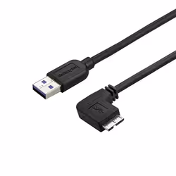 StarTech.com Câble Micro USB 3.0 slim - USB-A vers Micro-B à angle droit de 50 cm - M/M, 0,5 m, USB A, Micro-USB B, USB 3.2 G ...