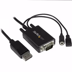 StarTech.com Câble adaptateur DisplayPort vers VGA de 2 m avec audio - M/M - 1920x1200 / 1080p, 2 m, DisplayPort, VGA (D-Sub) ...