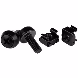 StarTech.com Paquet de 100 vis et écrous cages M6 x 12 mm - Noir, Vis, Acier, Tôle métallique, Utilité générale, M6, Tête bom ...