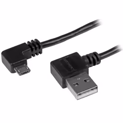 StarTech.com Câble USB A vers Micro B de 2 m avec connecteurs coudés à angle droit - M/M - Noir, 2 m, USB A, Micro-USB B, USB ...