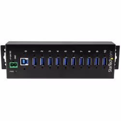 StarTech.com Concentrateur USB 3.0 10 ports - 5Gbps - Concentrateur USB-A industriel en métal avec protection contre les décharges électrostatiques et les surtensions - Montage sur rail DIN, mur ou bureau - Concentrateur d'extension USB conforme à la norme TAA