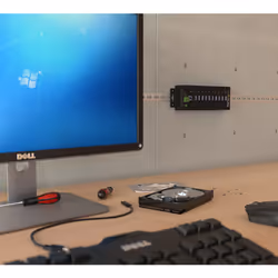 StarTech.com Concentrateur USB 3.0 10 ports - 5Gbps - Concentrateur USB-A industriel en métal avec protection contre les décharges électrostatiques et les surtensions - Montage sur rail DIN, mur ou bureau - Concentrateur d'extension USB conforme à la norme TAA