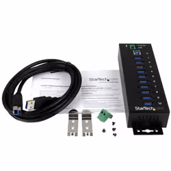 StarTech.com Concentrateur USB 3.0 10 ports - 5Gbps - Concentrateur USB-A industriel en métal avec protection contre les décharges électrostatiques et les surtensions - Montage sur rail DIN, mur ou bureau - Concentrateur d'extension USB conforme à la norme TAA - Vue supplémentaire 5