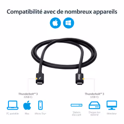 StarTech.com Câble Thunderbolt 3 (20 Gb/s) USB-C de 1 m - Compatible Thunderbolt, USB et DisplayPort - M/M - Vue supplémentaire 10
