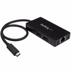 StarTech.com Hub USB-C à 3 ports avec Gigabit Ethernet - USB-C vers 3x USB-A - USB 3.0 - 5Gbps - Adaptateur d'alimentation in ...