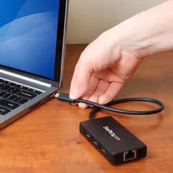 StarTech.com Hub USB-C à 3 ports avec Gigabit Ethernet - USB-C vers 3x USB-A - USB 3.0 - 5Gbps - Adaptateur d'alimentation inclus - Vue supplémentaire 6