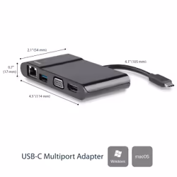 StarTech.com Adaptateur Multiport USB-C - Mini Dock USB-C avec HDMI 4K ou VGA 1080p - Gigabit Ethernet - USB-A 3.0 5Gbps - Adaptateur A/V USB-C - Fin de série - Remplacé par DKT31CHVL
