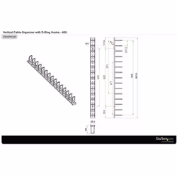 StarTech.com Panneau de gestion de câbles 0U de 1,8 m pour rack - Guide-câbles avec anneaux - Vue supplémentaire 9