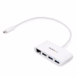 StarTech.com Hub USB-C à 3 ports avec Gigabit Ethernet - USB 3.0 (5Gbps) - USB-C vers 3x USB-A - Blanc, Avec fil, USB, Ethern ...