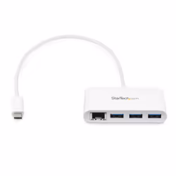 StarTech.com Hub USB-C à 3 ports avec Gigabit Ethernet - USB 3.0 (5Gbps) - USB-C vers 3x USB-A - Blanc