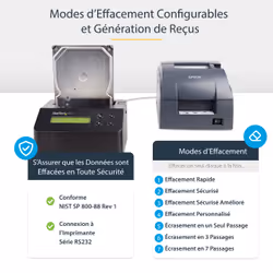 StarTech.com Effaceur de Disque Dur à Baie Unique, Nettoyeur d'HDD/SSD Autonome, 4Kn, USB 3.0 à SATA III (6 Gbps), 9 Modes d'Effacement, Dock Nettoyeur de Disque Dur Secure Erase, Port d'Imprimante DB-9, TAA - Vue supplémentaire 11