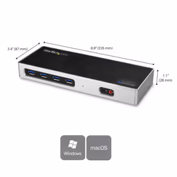 StarTech.com Station d'Accueil Double Écran 4K60Hz DisplayPort et HDMI - Dock USB-C et USB-A - Dock USB 3.0 pour PC Portables USB-C ou USB-A - 6x USB Type-A, GbE - USB 3.1 Gen 1 - Mac/Windows